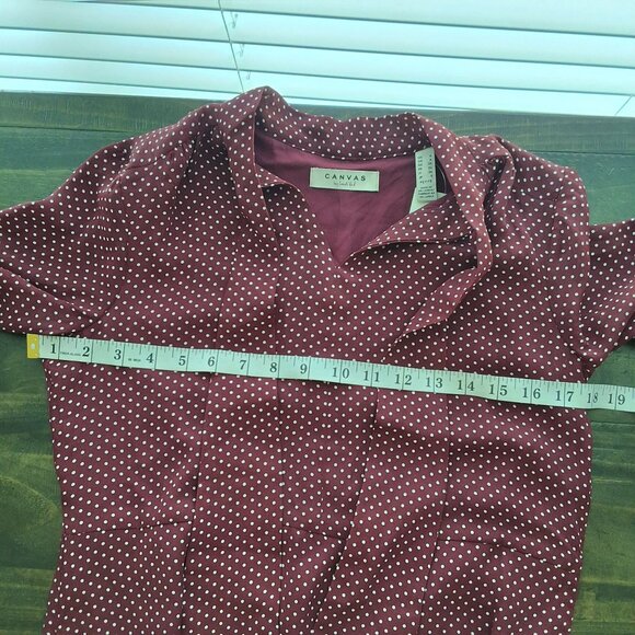Lands End Burgandy Polka Dot Neck Tie Shift Dress Womens Sz O Fall Transitional - Picture 5 of 10